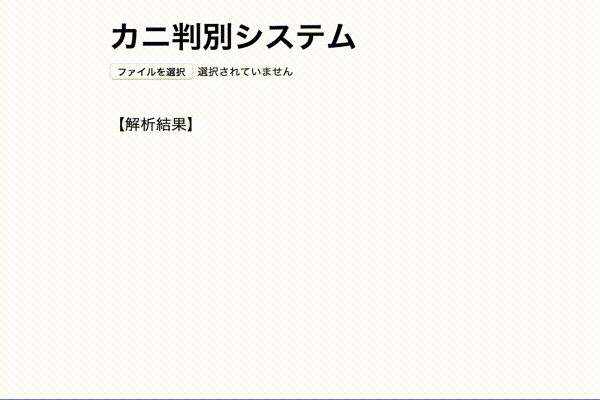 正しくカニだと画像判別するシステムの様子のGIF画像