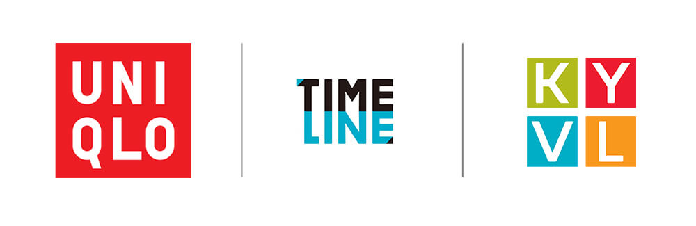 ユニクロ、TIME、KYVLのロゴ画像