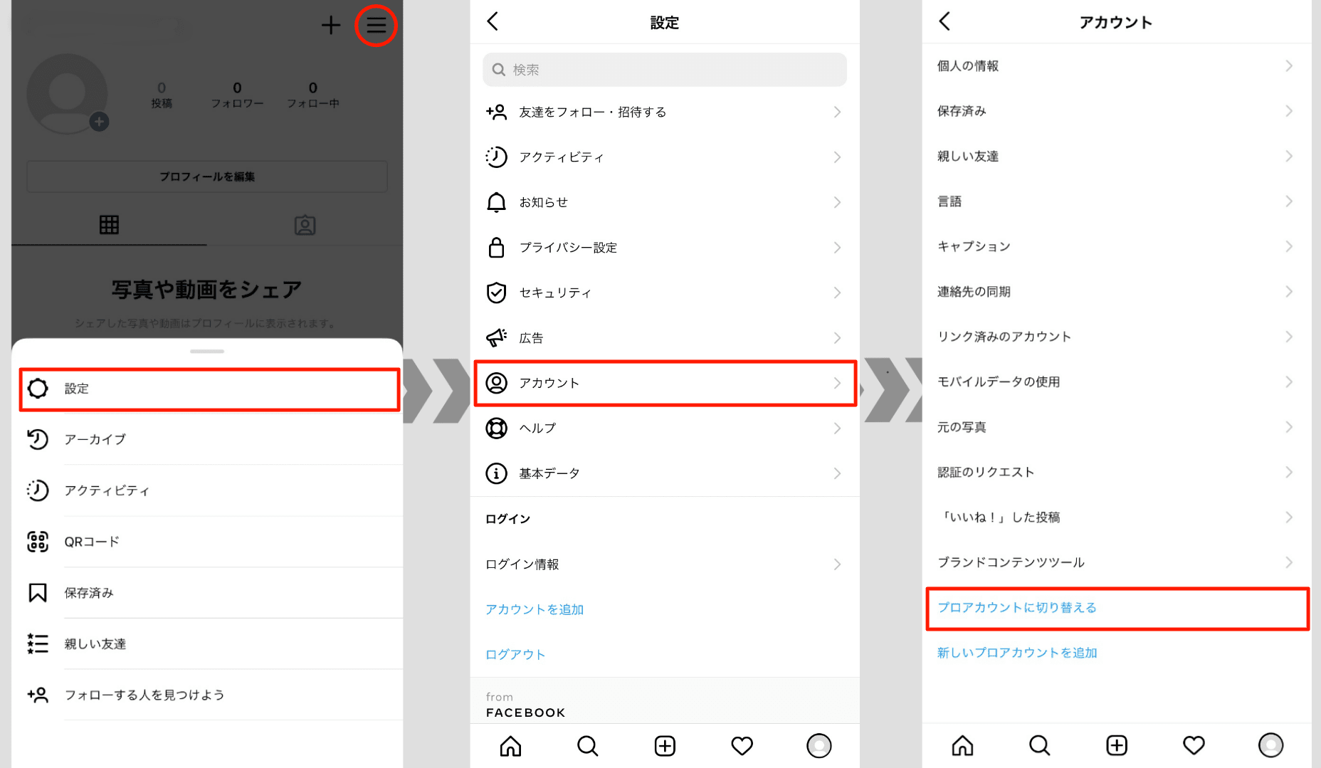 アカウント切り替え①