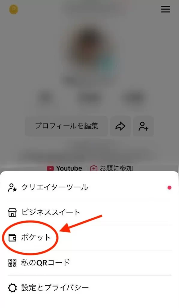 「ポケット」をタップする