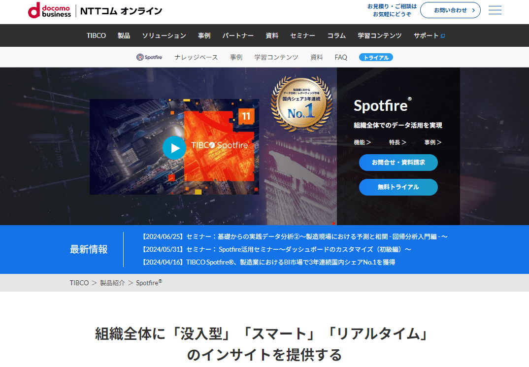 TIBCO Spotfire®のサイトトップ