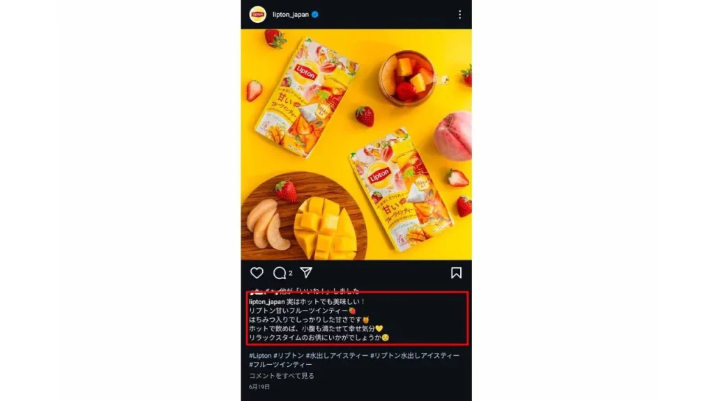 Instagram(インスタグラム)のキャプション画像