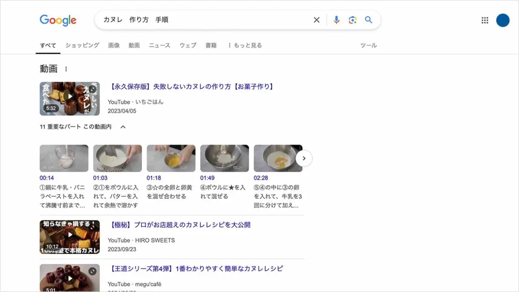 強調スニペットの種類「動画」