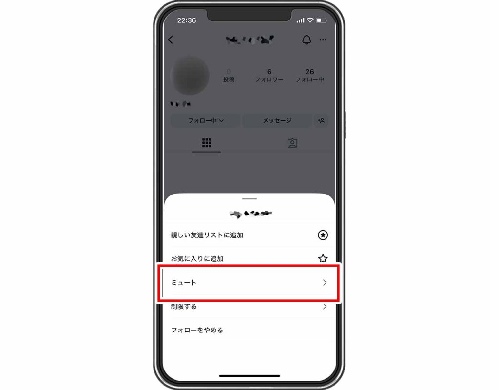 Instagram(インスタグラム)で投稿やストーリーをミュートにするやり方②
