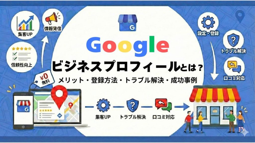 Googleビジネスプロフィールとは？メリットから登録・トラブル解決まで完全網羅のアイキャッチ画像