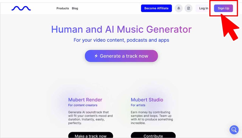 公式サイトにアクセスして「Sign Up」をクリックの画像