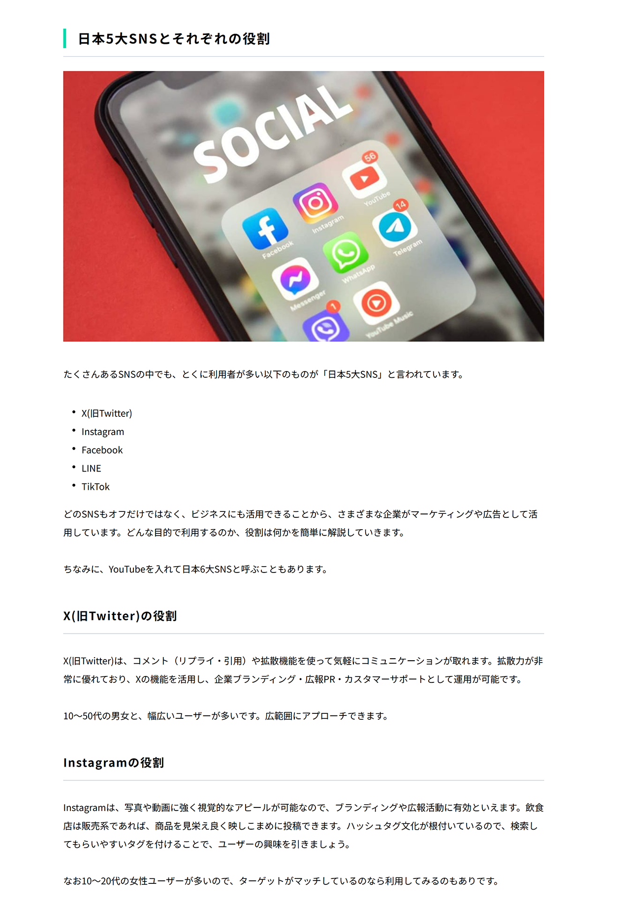 「SNS 役割」の記事Beforeのスクショ