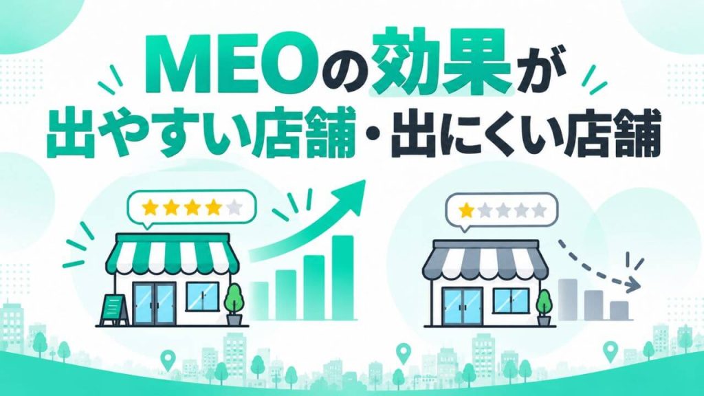 MEOの効果が出やすい店舗・出にくい店舗のイメージ画像